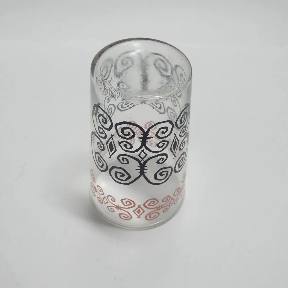 Libbey Pink & Black Scroll Juice Glass 3.75